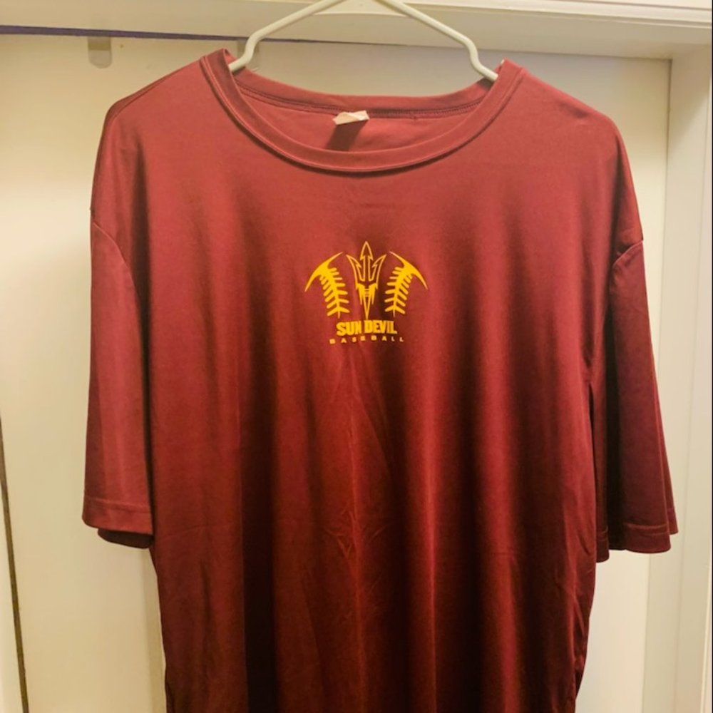 Arizona State Sun Devils Baseball Shirt 2X Yellow & Burgundy